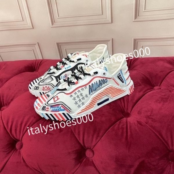

new luxury designer calfskin casual shoes men women vintage sneaker reflective sneaker platform trainers sneakers lace-up, Black