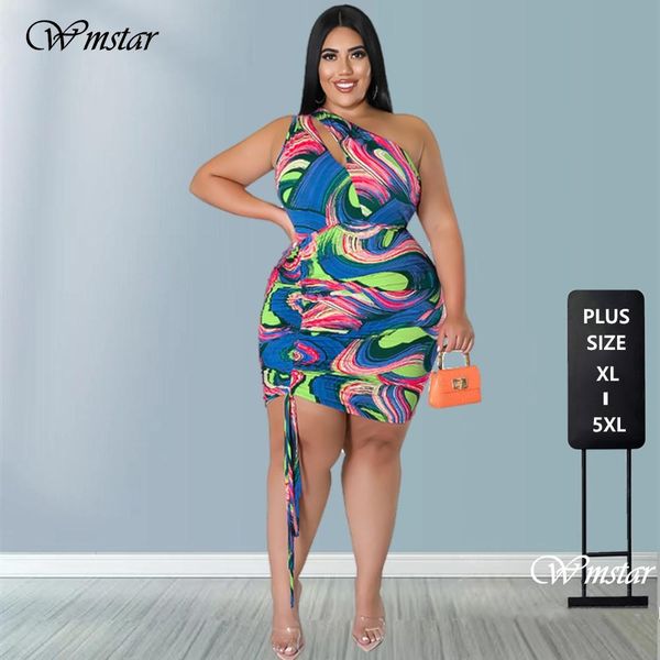 

dresses wmstar plus size women clothing dresses single slip hollow out print summer holiday mini dress wholesale dropshipping 2022, Black
