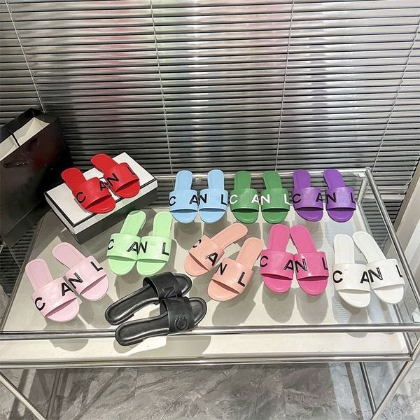 

woman slippers fashion sandals beach classic slipper platform alphabet high heel rubber lady flat slides 01, Black
