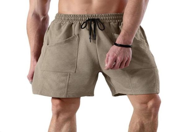

running shorts men039s casual summer fitness cargo multiple pocketstrend high waist short pants loose basketball training8333558, Black;blue