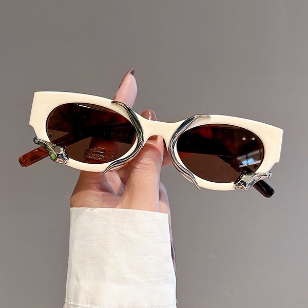 

olick new in cat eye women sunglasses fashion snake wrapped round vintage shades eyewear luxury brand design uv400 sun glasses, White;black
