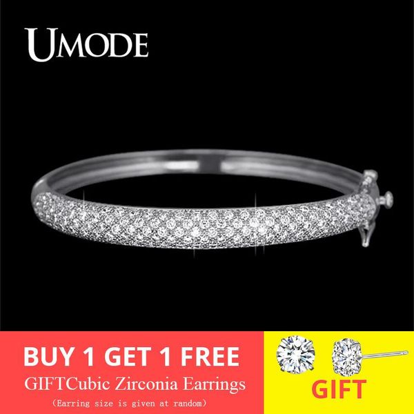 

bangle umode news luxurious party jewelry 3 color 129 pcs 0.03ct cz simulated cubic zirco stone pave bangle bracelets for women ub0039c, Black
