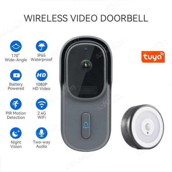 

doorbells tuya wifi video camera 1080p waterproof battery powered outdoor wireless wired intercom for smart life app 2210214022426