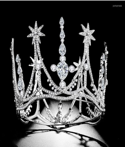 

headpieces hg11372 classic baroque round tiara crown elegant gold rhinestone fashion princess bridal wedding headpiece for brides7162898, Silver