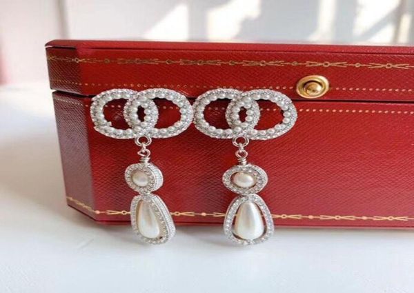 

designer earrings jewelleryxiaoxiangjia pearl drops inlaid with diamond sweet long earrings elegant and exquisite y63c3710408, Silver