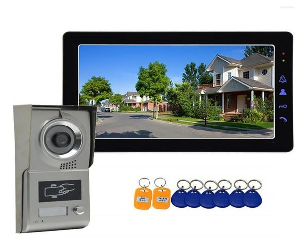 

video door phones 9 inch intercom system home phone doorbll kits with 8pcs rfid keyfobs ir night vision waterproof camera5334438