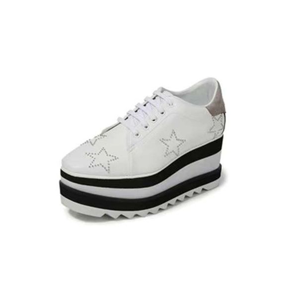 

new stella mcartney elyse star platform oxford women shoes with platform black leather white sole