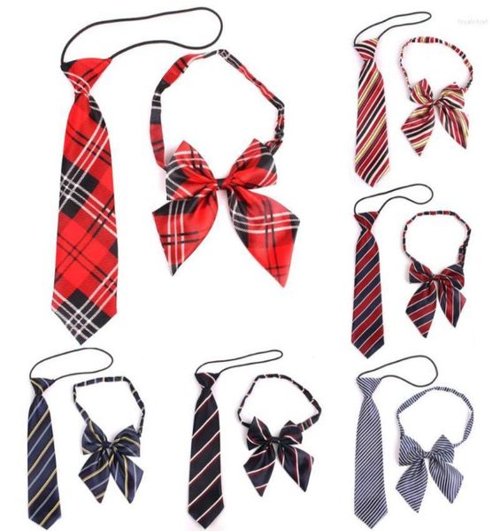

bow ties rubber string necktie for girls and boys polyester plaid neck tie children suits skinny slim men8306552, Black;gray