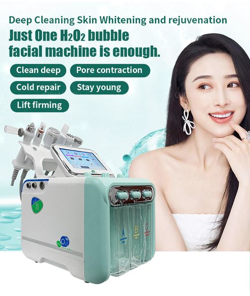 

factory directly supply 6 in1 beauty personal skin care rf small bubbles beauty blackhead remover facial deep cleansing machine, Black;white