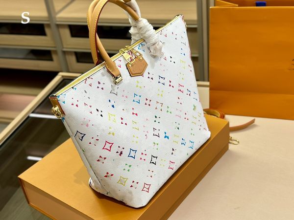 

shopping bag women handbag white black colorful tote shoulder bag designer luxury onthego cross body totes purse 29*28cm handle genuine leat