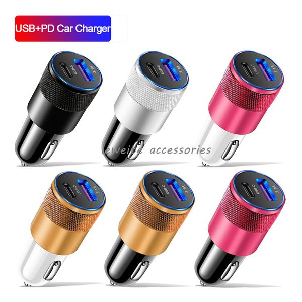 

type c usb 2 port car charger phone charger 3.1a fast charging 12v 15w cigarette lighter adapter power outlet for iphone samsung