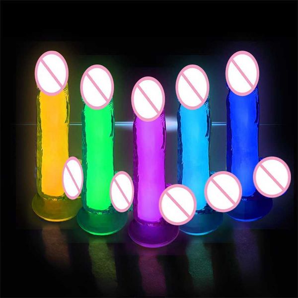 

luminous glowing dildos colourful penis anal plugs discolor dildo butt plug phallus for female women suction cup toy 80% online store