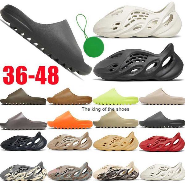 

slippers for men women foam runners sandals onyx bone pure sand ararat us 13 36-48 pantoufle fashion designer sliders beach shoes flip flops, Black