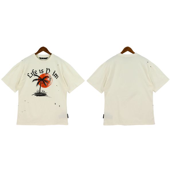 

designer pa t-shirt luxury tees print palms t shirts mens womens angle short sleeve casual streetwear clothing clothes 2023ss, White;black