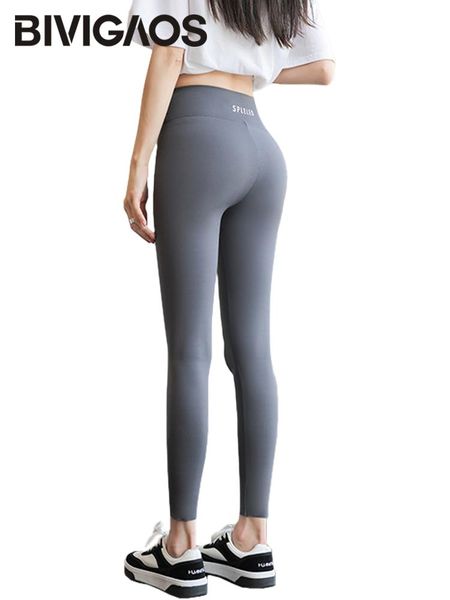 

leggings bivigaos back letter print color shark pants leggings women's autumn new high waist sports fitness leggings casual slim leggin, Black