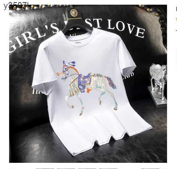 

european station heavy industry drill t-shirt men's short-sleeved tide brand summer and american ice silk half-sleeved body ypuo, White;black