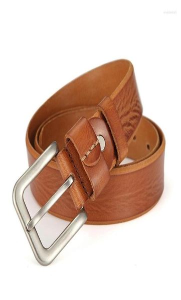 

belts beafiry genuine leather for retro calfskin design 2022 waist jeans belt pin buckle brown black khaki9394315, Black;brown