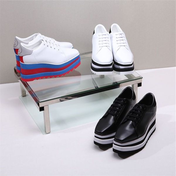 

new stella mcartney elyse star platform oxford women shoes with platform black leather white sole 02
