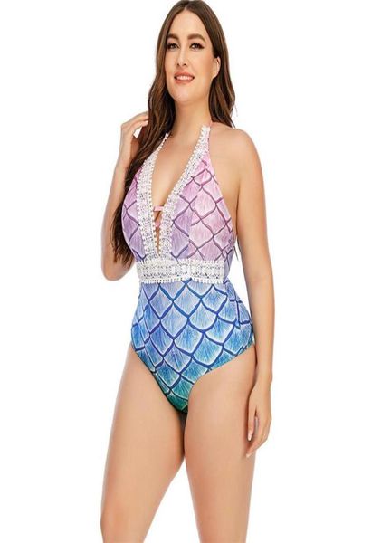 

plus size swimsuit women printed vneck one piece swimsuit women halter monokini 2021 girls beach swimwear5506969