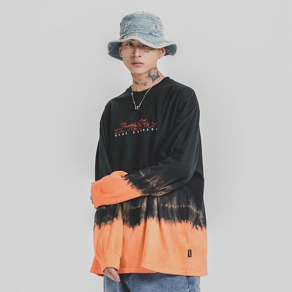 

t men's shirts male women high street hip hop oversize loose tee lovers tshirt men vintage fashion print long sleeve t-shirt, White;black