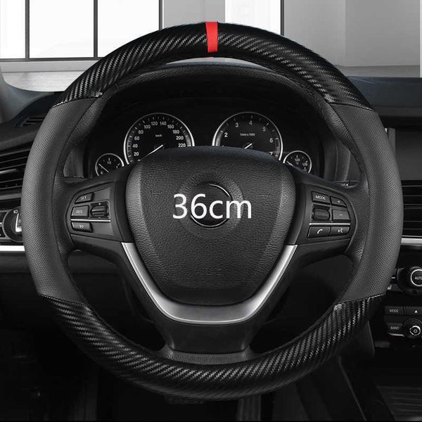 

steering wheel covers 36cm leather +carbon fiber car steering wheel cover size s for honda civic ciimo jade suzuki alto nissan juke auto acc