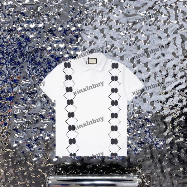 

xinxinbuy men designer tee t shirt 23ss chest double letter print short sleeve cotton women black white blue s-2xl, Black;brown