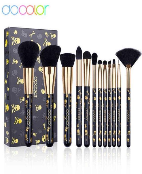 

docolor goth makeup brush set 12pcs professional brushes face powder foundation blending blush eye shadow make up 2205141893676