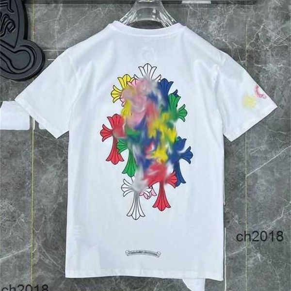 

classic fashion ch mens t shirts sanskrit letter t-shirt horseshoe cross pattern tshirts designers hip hop t-shirts woman summer tees zxmp, White;black