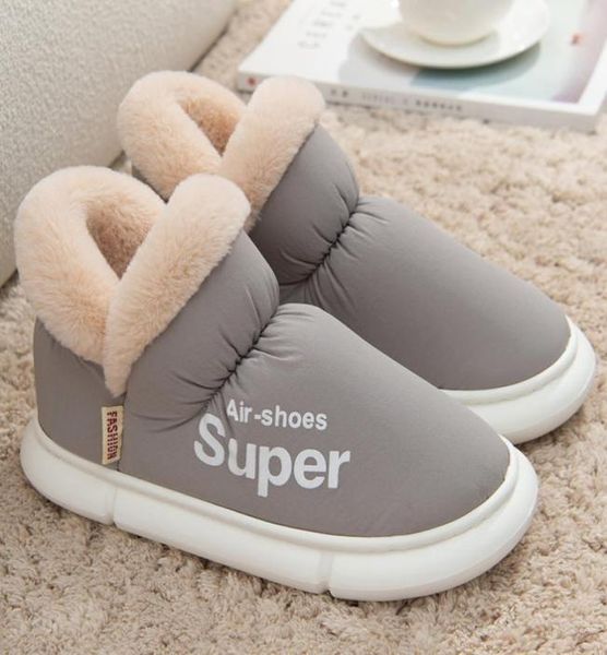 

boots winter women men039s plush slippers home floor thick flat sole footwear warm cotton snow ankle couple ladies 220923392234, Black