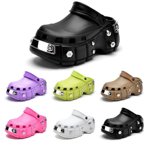 

2023 designer women luxury sandals mens womens slide triple white black rose pink purple brown iron button buckle strap men platform sandal