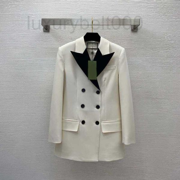 

women's suits & blazers designer paris women new double breasted long sleeved mid length lapel style fashionable suit jacket hfkn, White;black