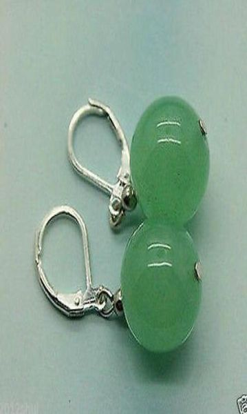 

new handmade beautiful 12mm green 50pc jadeite earrings018774437, Silver