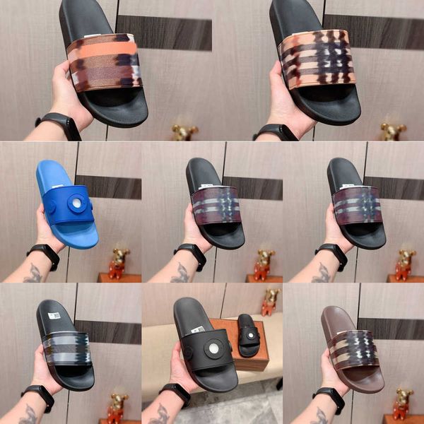 

paris mens womens summer sandals beach slide home slippers comfortable material flat scuffs sliders fashion foam shoes vintage plaid pattern, Black