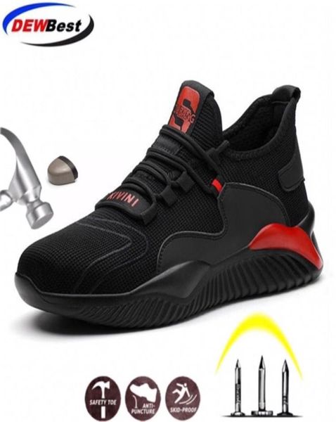 

dew breathable safety shoes men summer lightweight work shoes steel toe punctureproof work sneakers indestructible shoes 2205255099769, Black;brown