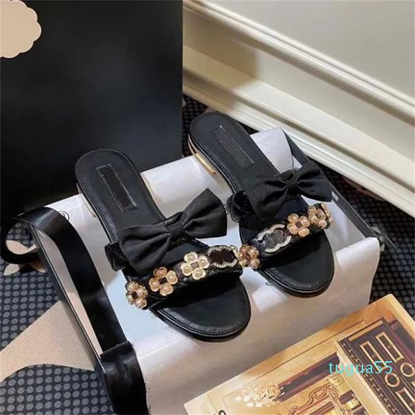 

2023 sandal designer women half slippers white blick leather suede thick heels metal slides woman shoe beach lazy sandals, Black