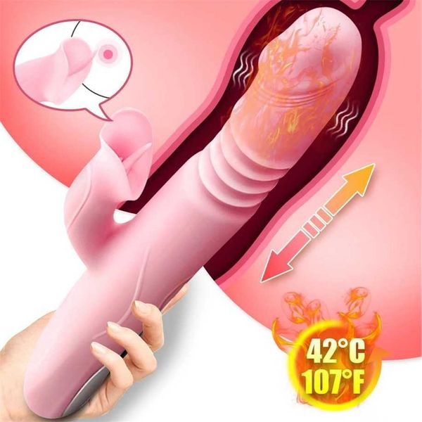 

55% off factory online double tongue vibrating dildo with warming telescopic rotating vibrators for woman anal vaginal clitoris toys