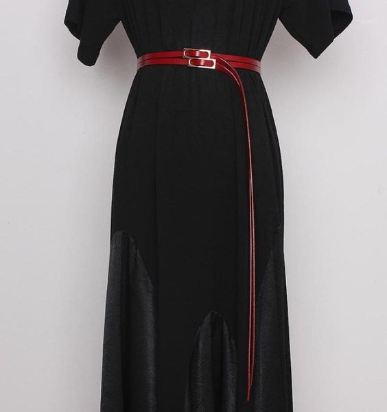 

belts women039s runway fashion double buckle genuine leather cummerbunds female dress corsets waistband decoration belt tb18517865600, Black;brown