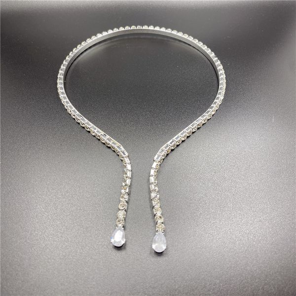 

shiny droplet full drill hair hoop baroque rhinestone headwear zircon hair band evening party headwear accessories 1220, Silver