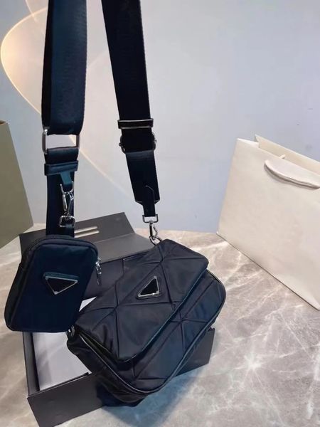 

designer design brand parachute cloth bag two-piece set can be hung on one shoulder., Black;red