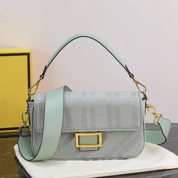 

embroidery baguette bag crossbody bag flap shoulder bags canvas leather women handbags purse tote bags classic letter metal buckle hand bag
