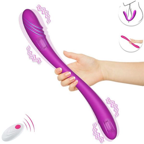 

14.6 inch super long dildos and vibrators rc double ended penetration women lesbian clitoris spotstimulator toy for couple 60% factory outle