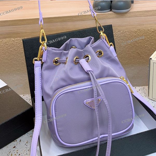 

women designer crossbody bag tote drawstrings enameled triangle metal fabric cotton 4 colors with zipper pocket shoulder handbag removable s