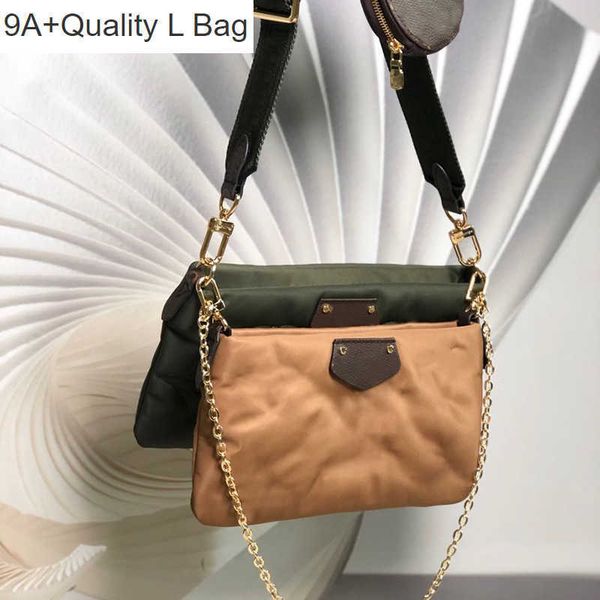 

2023 new 9a l bag high imitation designer shoulder bag genuine leather chainbag m58977 34cm zl131, Black