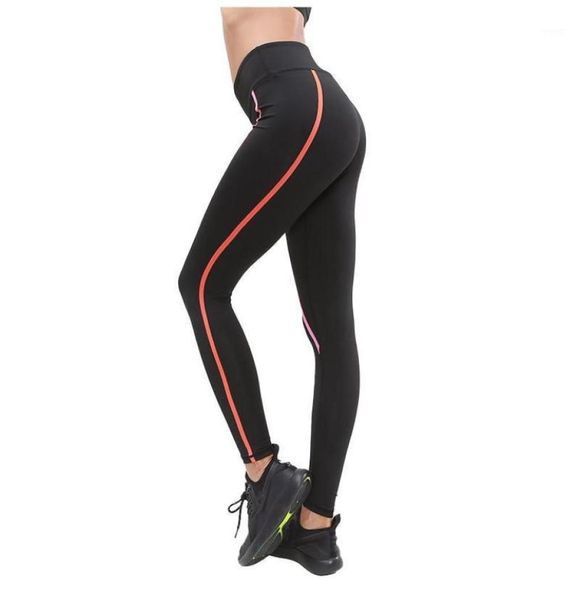 

women hip lift stitching colorblocking yoga set fitness sports gym cloth high waist running leggings workout pants 20218449199, White;red