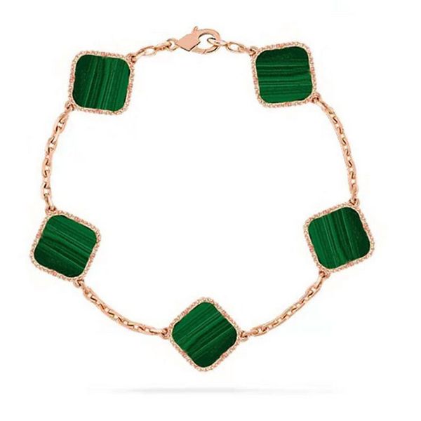 

handmade 5 clover charm bracelet rose gold plated stainless steel bracelets luxury jewelry for women gift, Golden;silver