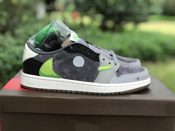 

shoes jumpman 1 low green inverted tick ts low-culture casual sports basketball shoe leather trainers ship shoebox size 36-46 available