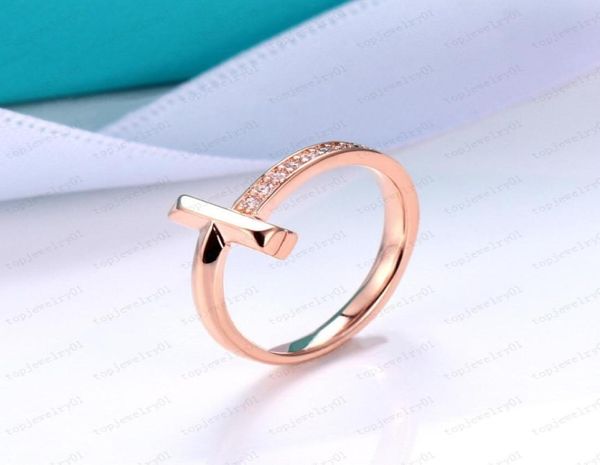 

luxury single row diamond silver love plain ring men and women rose gold ring designer couple jewelry gift with box2285407