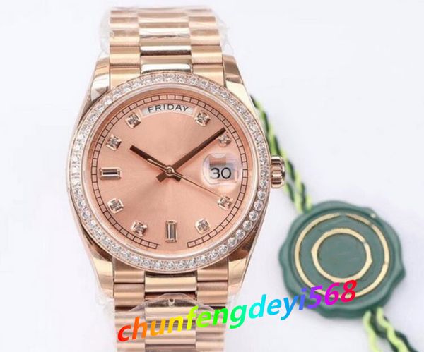 

super watch men's rose gold steel case automatic movement bp factory 36mm watches mother of pearl dial bpf stainless steel strap wristm, Slivery;brown