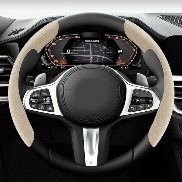 

steering wheel covers suede car steering wheel cover 38cm 15inch fur material universal steer wheel booster cover anti-skid accessories g230