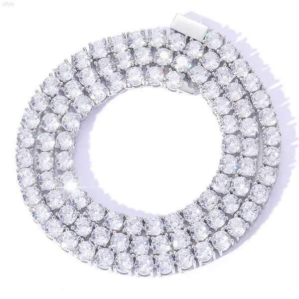 

2023 hip hop 925 sterling silver lab diamond vvs moissanite clasp 6mm tennis chain necklace for men